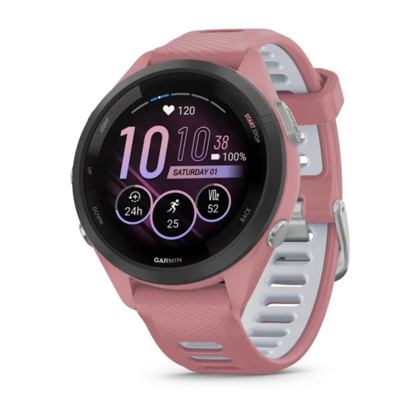 Garmin 010-02810-05 Forerunner 265S Sports Fitness Running Smartwatch Light Pink/Whitestone Silicone Watch 42mm