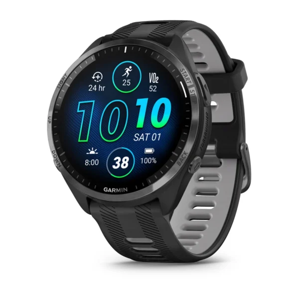 Garmin 010-02809-00 Forerunner 965 Triathlon Running Smartwatch Black/Powder Gray Silicone Watch