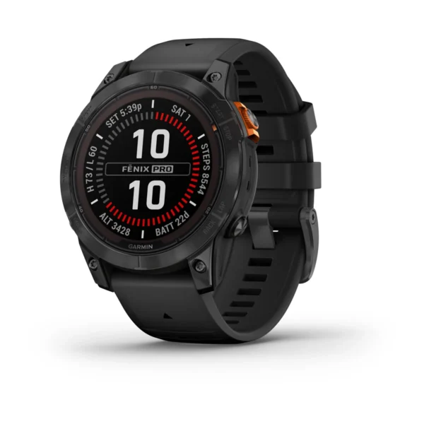 Garmin 010-02777-02 Fenix 7 Pro Solar Edition No Wi-Fi Smartwatch Slate Gray with Black Band Watch