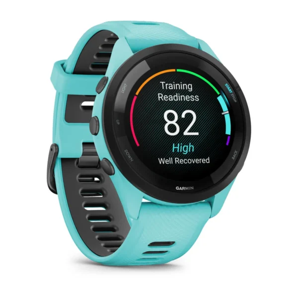 Garmin 010-02810-02 Forerunner 265 Sports Fitness Running Smartwatch Aqua/Black Silicone Watch 46mm - Image 2