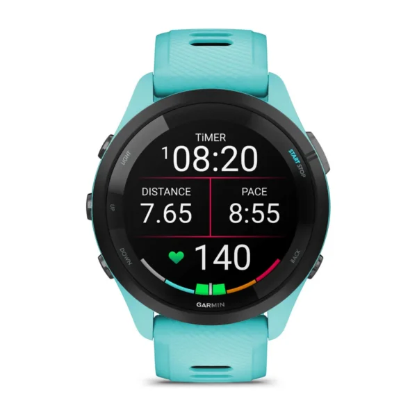 Garmin 010-02810-02 Forerunner 265 Sports Fitness Running Smartwatch Aqua/Black Silicone Watch 46mm - Image 3