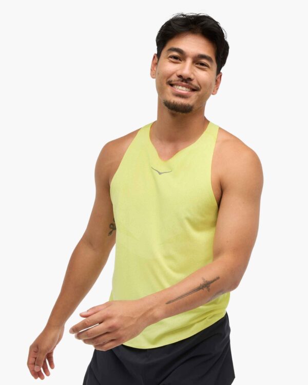 Hoka Men's Race Day Singlet Citrus Racerback Sleeveless - Image 3