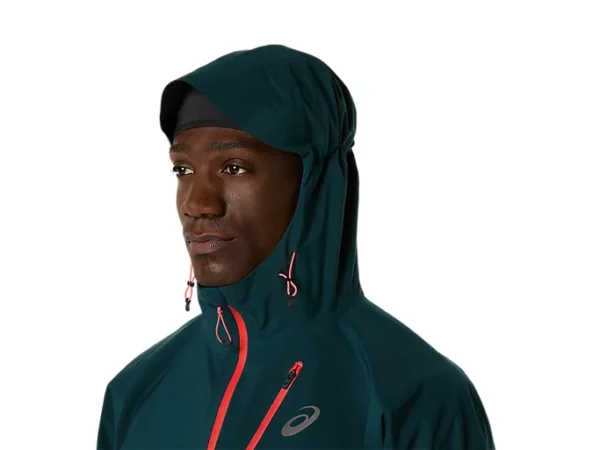 ASICS 2011D265.300 Men's Fujitrail Elite Waterproof Saxon Green Full Zip Trail Running Jacket - Image 8