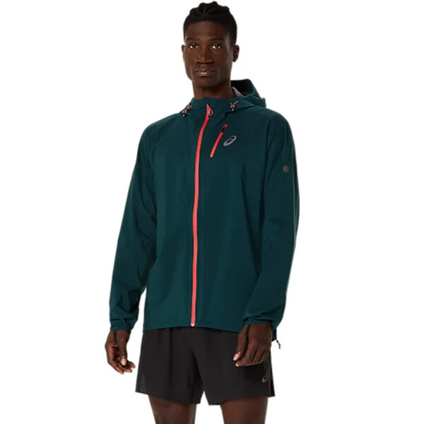 ASICS 2011D265.300 Men's Fujitrail Elite Waterproof Saxon Green Full Zip Trail Running Jacket
