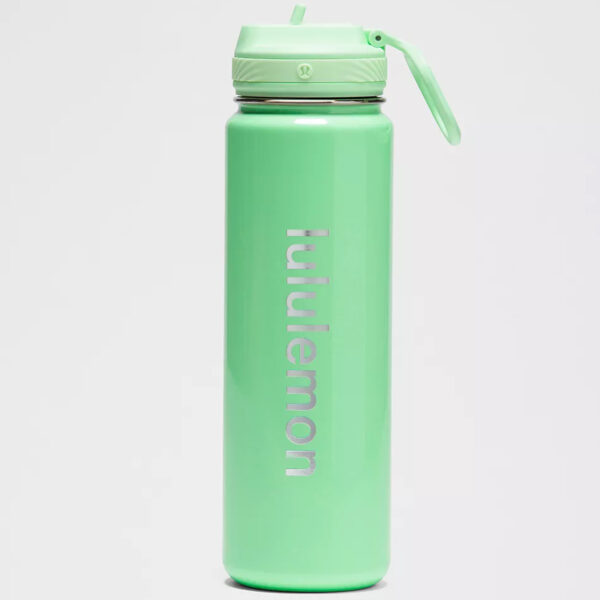 Lululemon Back to Life Sport 24oz Straw Lid Shine Citra Lime/Silver Water Bottle