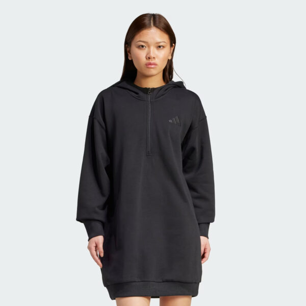 Adidas JM3719 Women's All Szn Fleece Loose Black Pullover Hoodie Dress
