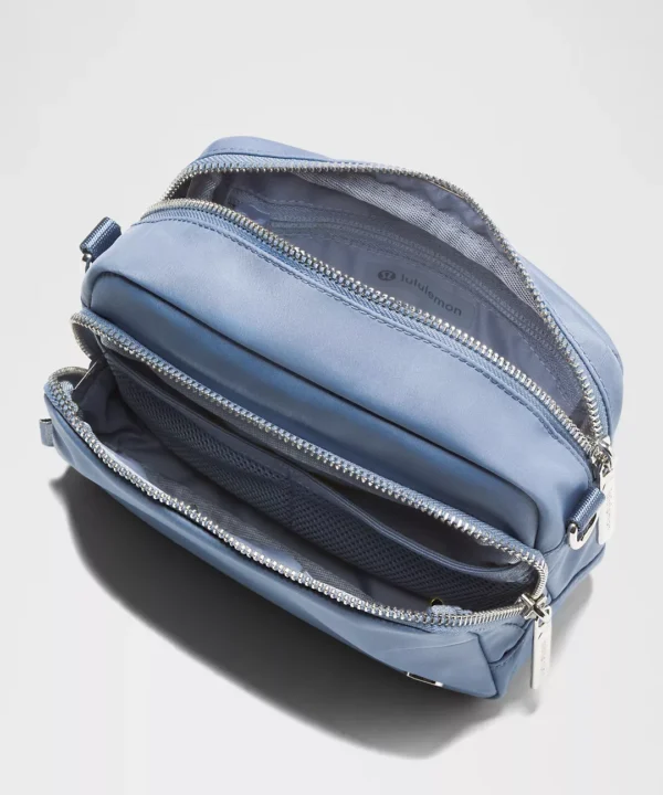 Lululemon Everywhere 2L Metal Hardware Washed Denim/Silver Crossbody Bag - Image 3