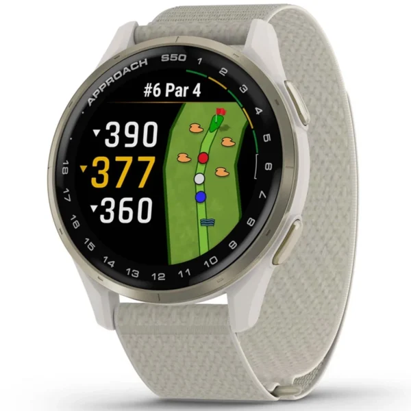 Garmin 010-03010-01 Approach S50 Golf Smartwatch Ivory ComfortFit Nylon Watch