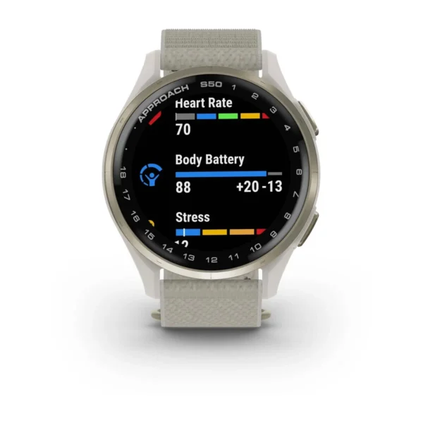 Garmin 010-03010-01 Approach S50 Golf Smartwatch Ivory ComfortFit Nylon Watch - Image 5