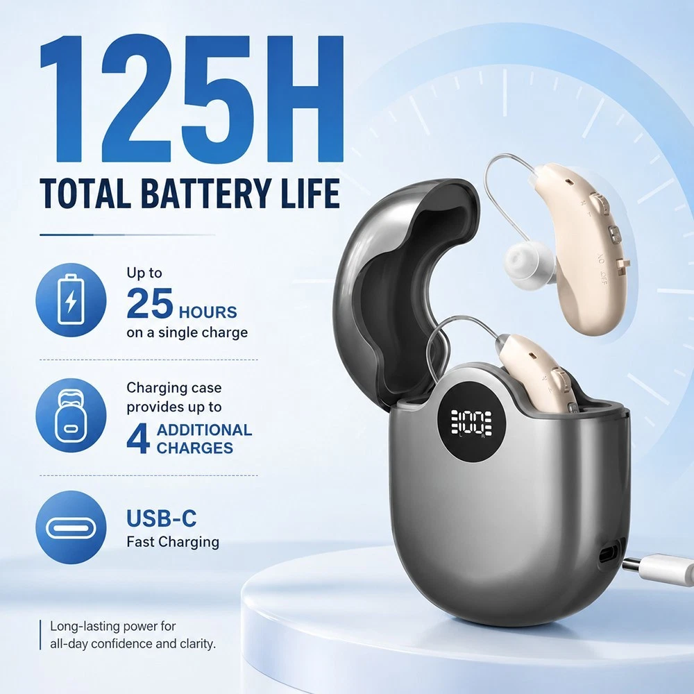 Rechargeable Hearing Aids for Seniors 16 Channel Noise Reduction Sound Amplifier - Image 11